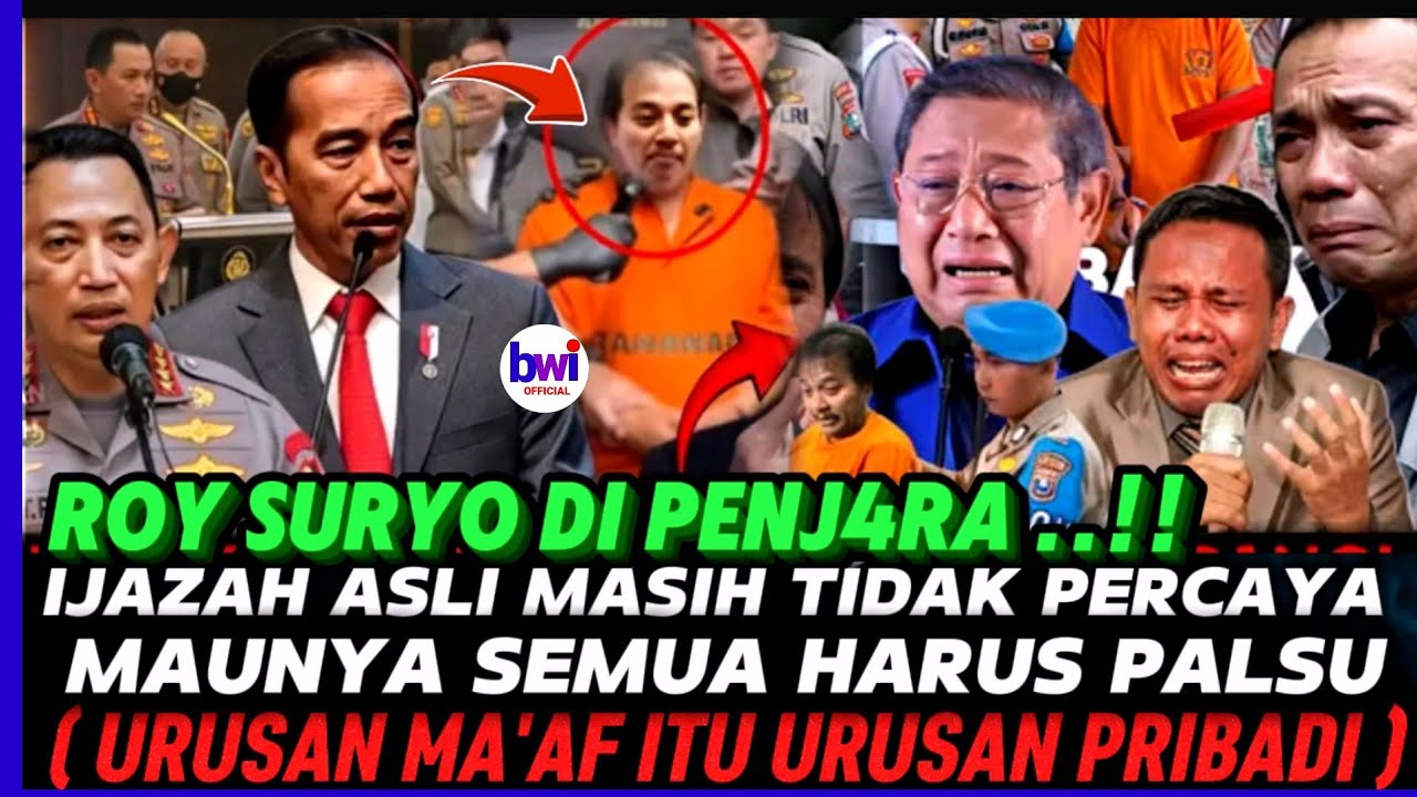 MENANGIS ..‼️PERMINTAAN MA'AF ROY SURYO DITOLAK JOKOWI I , URUSAN MA'AF ITU PRIBADI❗