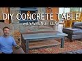 DIY Concrete Table with a Walnut Slab