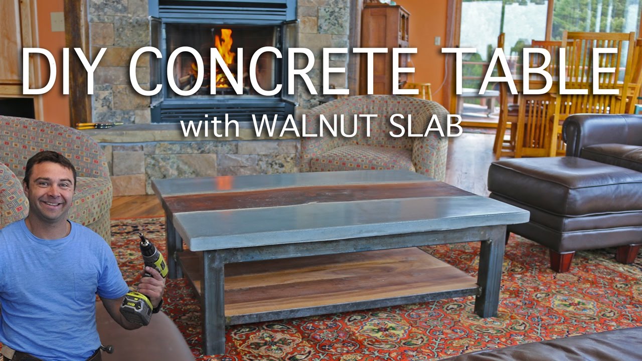 DIY Concrete Table with a Walnut Slab - YouTube