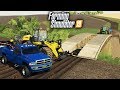 FS19- ROAD CONSTRUCTION! BUILDING A ROAD ACROSS FARM FIELDS & BUILDING A BRIDGE