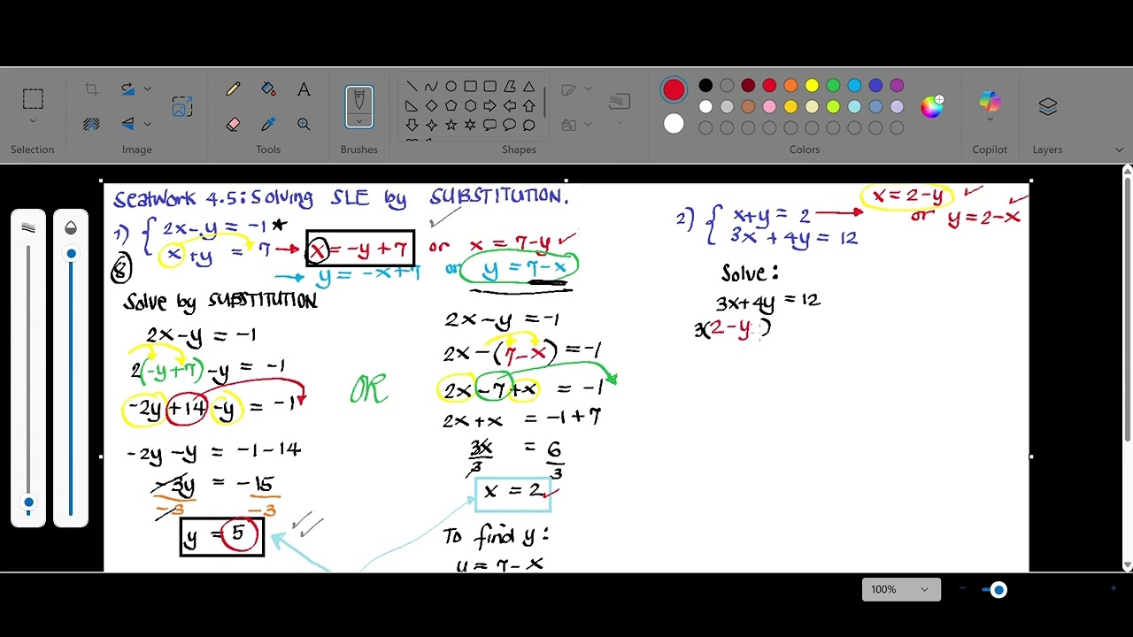 Solving Systems of Linear Equations by SUBSTITUTION