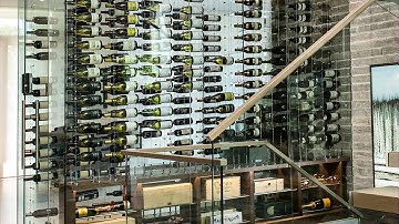 Modern Wine Cellar featuring the Cable Wine System, 