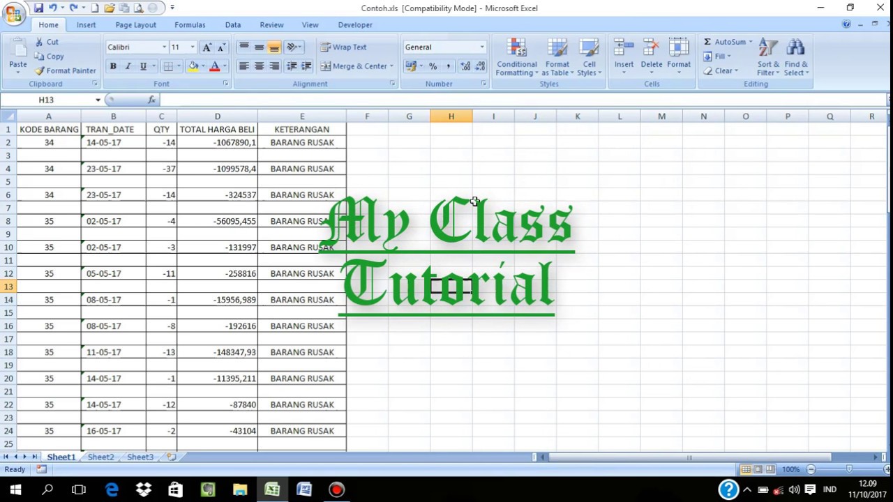 Tutorial Cara Mudah Menghapus Baris Kosong Di Excel 2007 Youtube