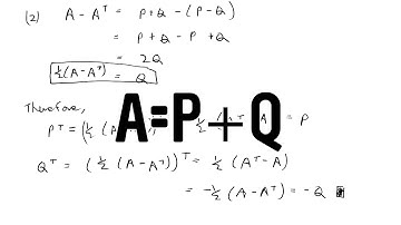 [Proof] Square matrix equals symmetric plus skew-symmetric matrices