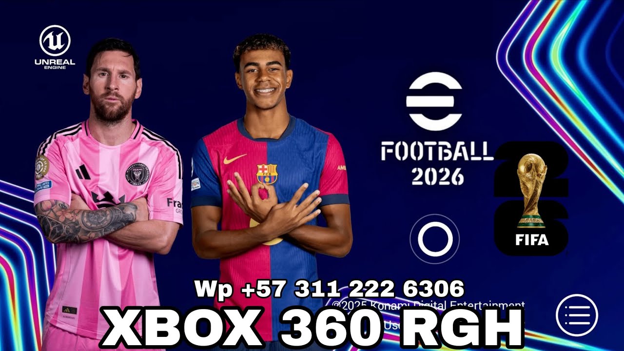Pes 2026 XBOX 360 RGH + Mundial 2026 + KITS 2026 + Fichajes 2026 + Liga BetPlay actualizada 