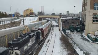 Norfolk Southern 11N Auto Rack Running Along Side H24 & Conrail Caboose Hershey Pa. 2/15 /2024