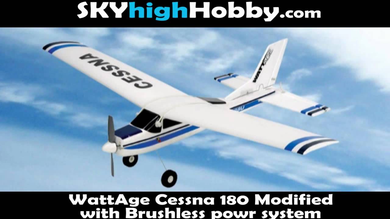 Mini Wattage Cessna 180 RC Plane Modified Brushless Remote Control Hacker video - YouTube