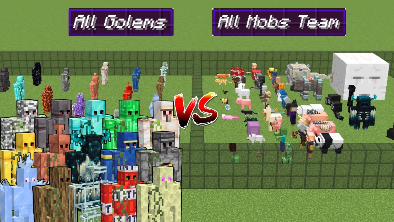 ALL MINECRAFT GOLEMS vs TEAM OF EVERY MOB | Minecraft Mob Battle - YouTube