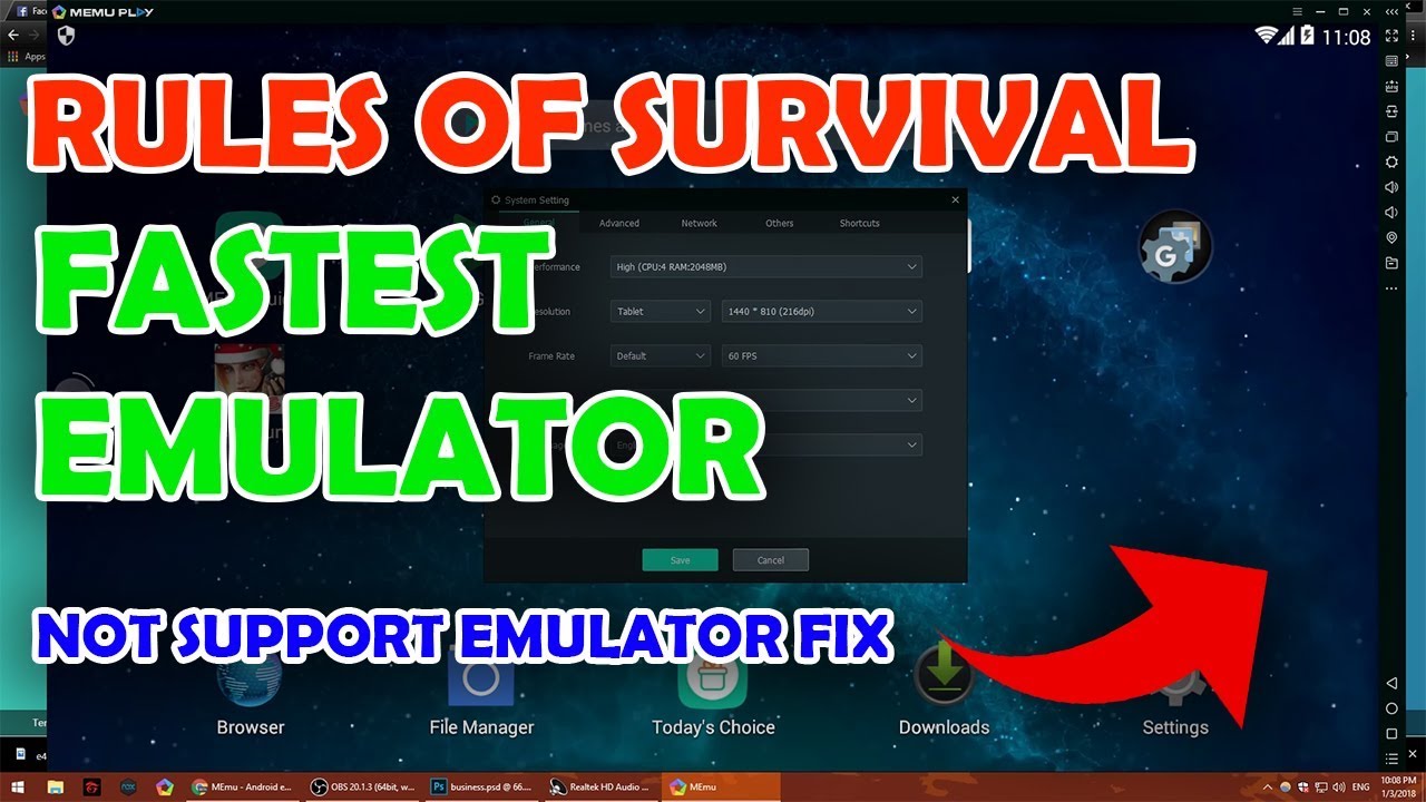 rules of survivial on emulator doesnt work on mac