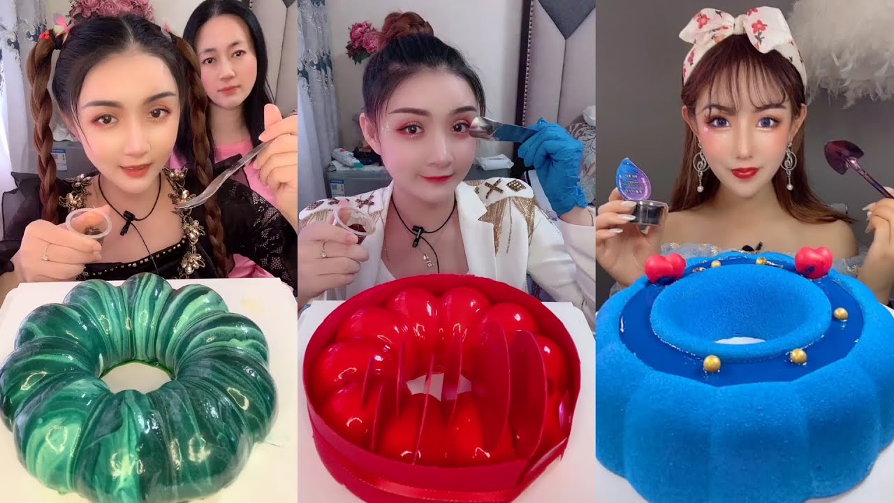Asmr cakes mukbang🟢🔴🔵Mousse cake eating show eating mukbang korean desserts асмр торты