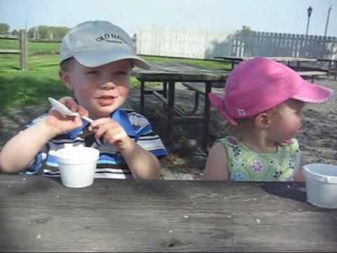 Matthew and Megan eating ice cream at Merry Mead Farms