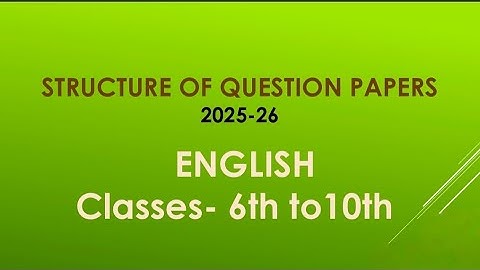 Classes  6th to 10th English, structure of question paper 2025-26