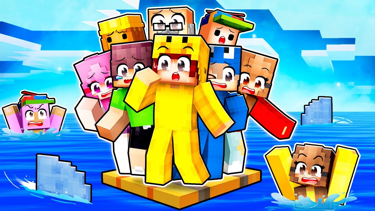 10 VRIENDEN Vast Op 1 VLOT In Minecraft!