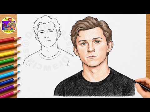 HOW TO DRAW TOM HOLLAND | STEP BY STEP | DRAWING TOM HOLLAND EASY