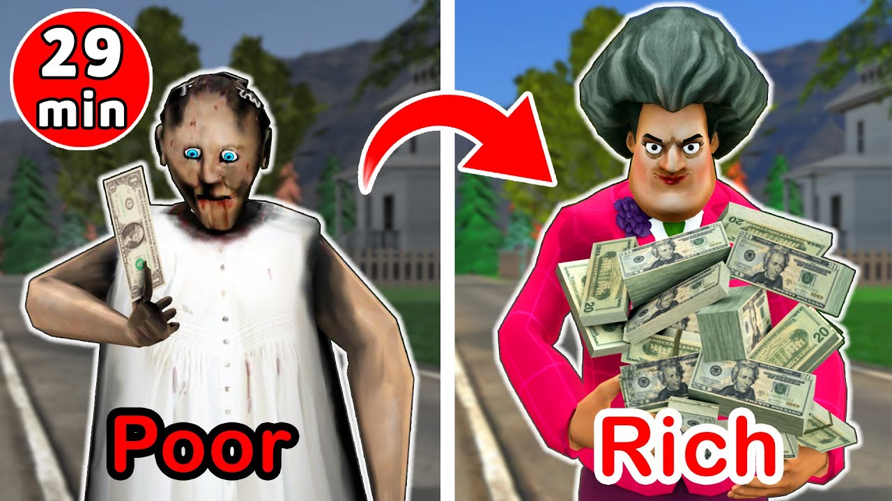 Poor Granny vs Rich Scary Teacher vs 10.000$ - funny horror animation (fun mix 3)