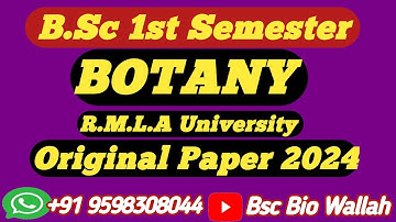 Bsc 1st Sem Botany Original Paper 2024 R.M.L.A| Ram Manohar Lohia AvadhUniversity| @bscbiowallah