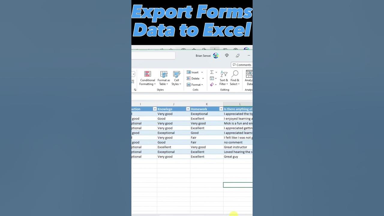 Microsoft forms export data 2 excel shorts microsoftforms youtube