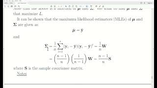 amv28  - Distribution of MLE's of a Multivariate Normal Distribution