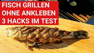 GRILLBLITZ Ganzer Fisch vom Grill ohne Ankleben Wolfsbarsch Loup de mer Anleitun