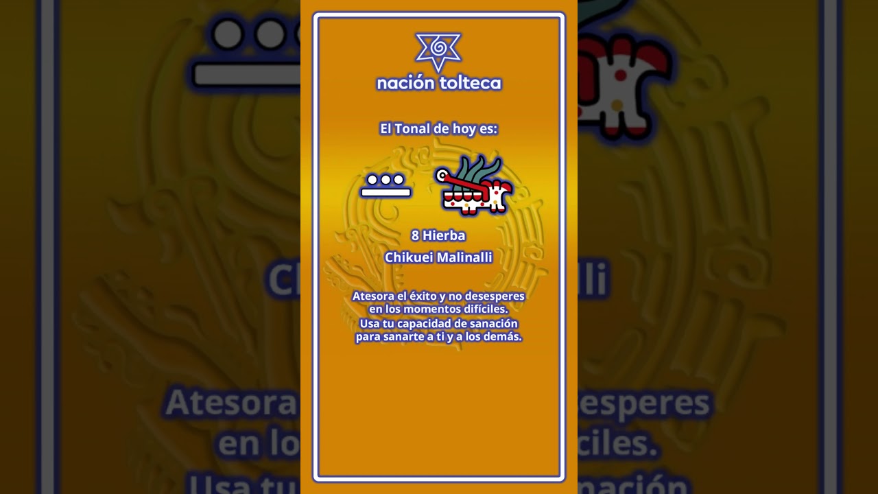 El tonal de hoy es "8 Hierba - Chikuei Malinalli" 14/04/25