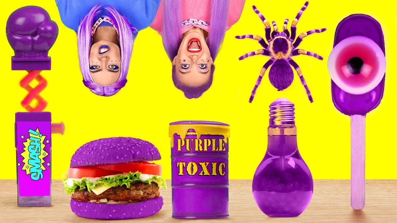 紫色の食べ物のみ 123 Go Foodがおすすめする24時間のフードチャレンジ Youtube