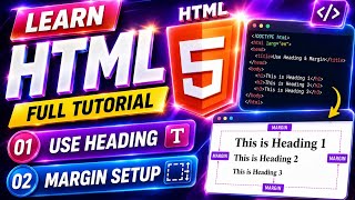 HTML || Part - 3 || Create Heading & margin setup || Tutorial in Bengali language
