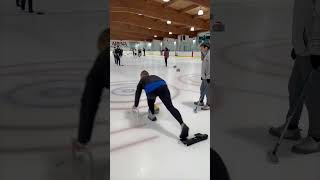 Girl Ends up Flat on the Ice in Her First Attempt at Curling