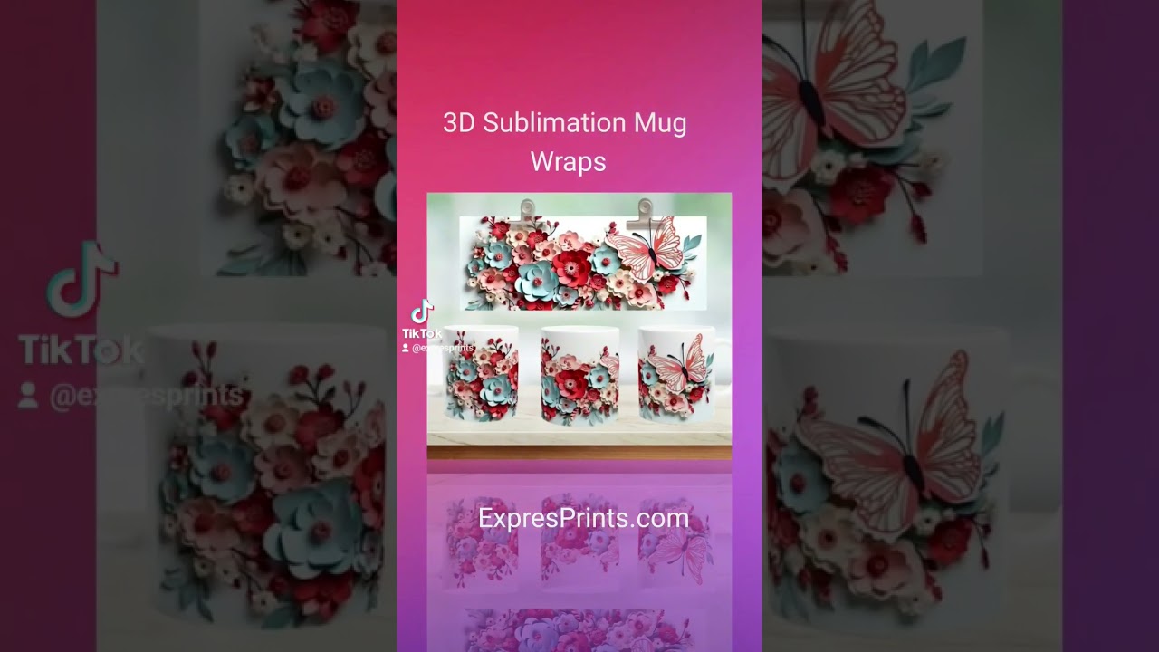 3D Floral Sublimation Mug Wraps 