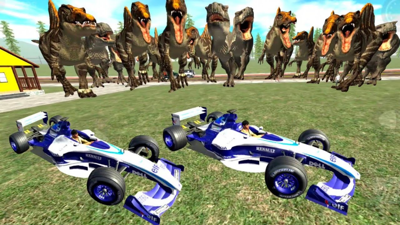 100 Dinosaur attacks on F1 car | New F1 car Update | Funny gameplay 😂😂 | indian bike driving 3d 