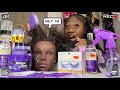 Doing my mannequin thick hair only using purple products