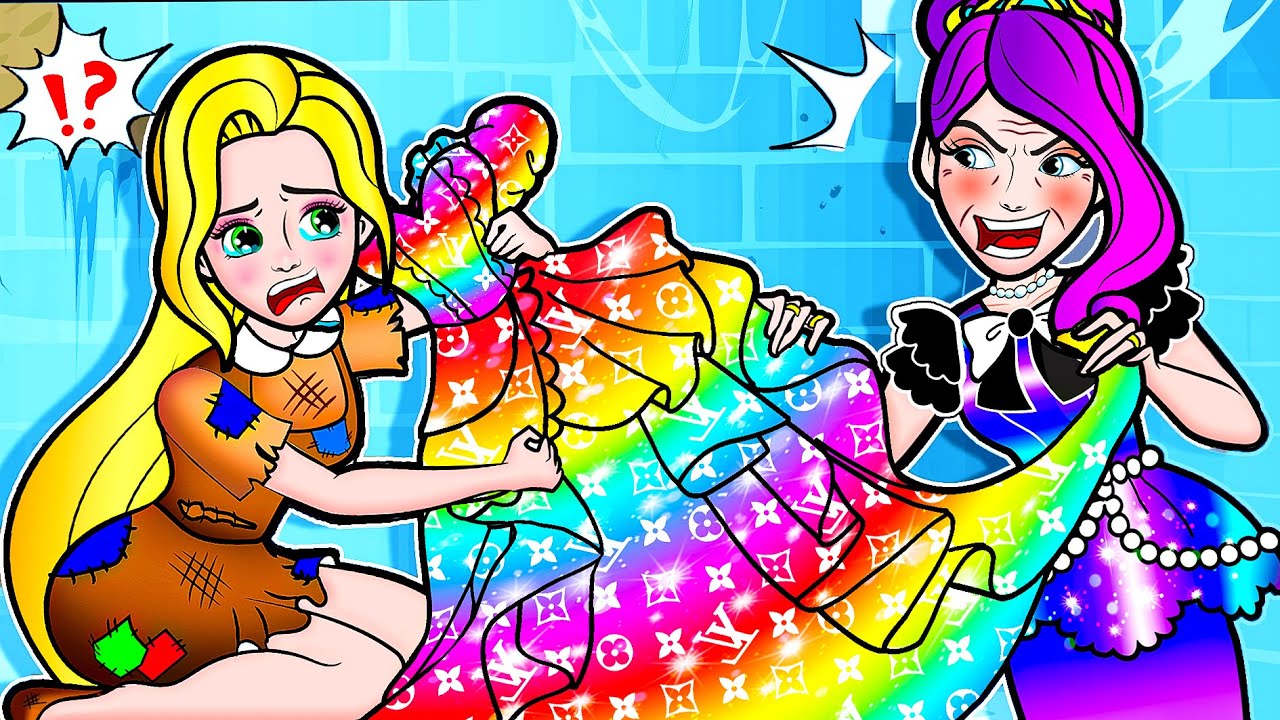 [🐾paper dolls🐾] Poor Rapunzel Become Princess and The Frog Prince  | Rapunzel Family 놀이 종이