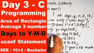 scanf statement in C || Area Volume Average of 3 number || Day 3 || Readersnepal
