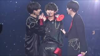 Jungkook accidentally hits Taehyung with a Fan