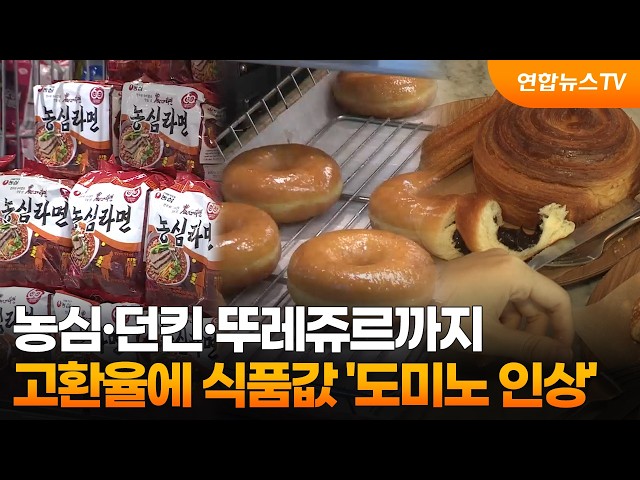농심·던킨·뚜레쥬르까지…고환율에 식품값 '도미노 인상' / 연합뉴스TV (YonhapnewsTV)