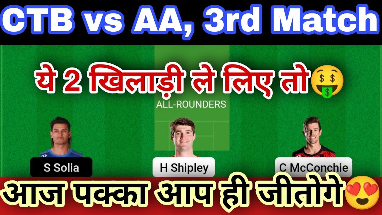 CTB vs AA Dream11 Team, ctb vs aa dream11, ctb vs aa dream11 prediction, ctb vs aa playing11,