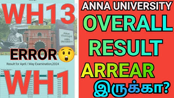 Anna University Overall Result 2024🙀 | Engineering Arrears Results |WH13,WH1 Results| Error Results?