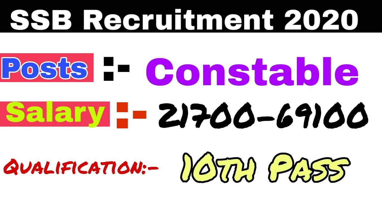 SSB Recruitment 2020 !! 1500+ Constable Posts!! 10th Pass Jobs !! Jk job Updates