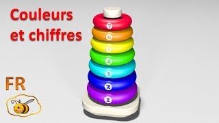 Apprends les couleurs et chiffres en français. Jouets pour bébé anneaux à empliler Learn French
