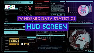 4K Sci-Fi Pandemic Data Statistics HUD Screen Loop – Futuristic Data Screen for Backgrounds
