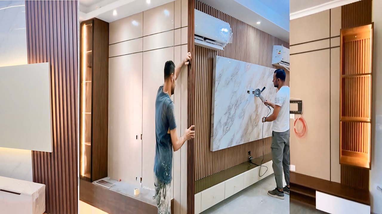 Top 4 Luxury TV Wall Design Ideas | Wood, Marble & Chipboard Combination Like a Pro ✨