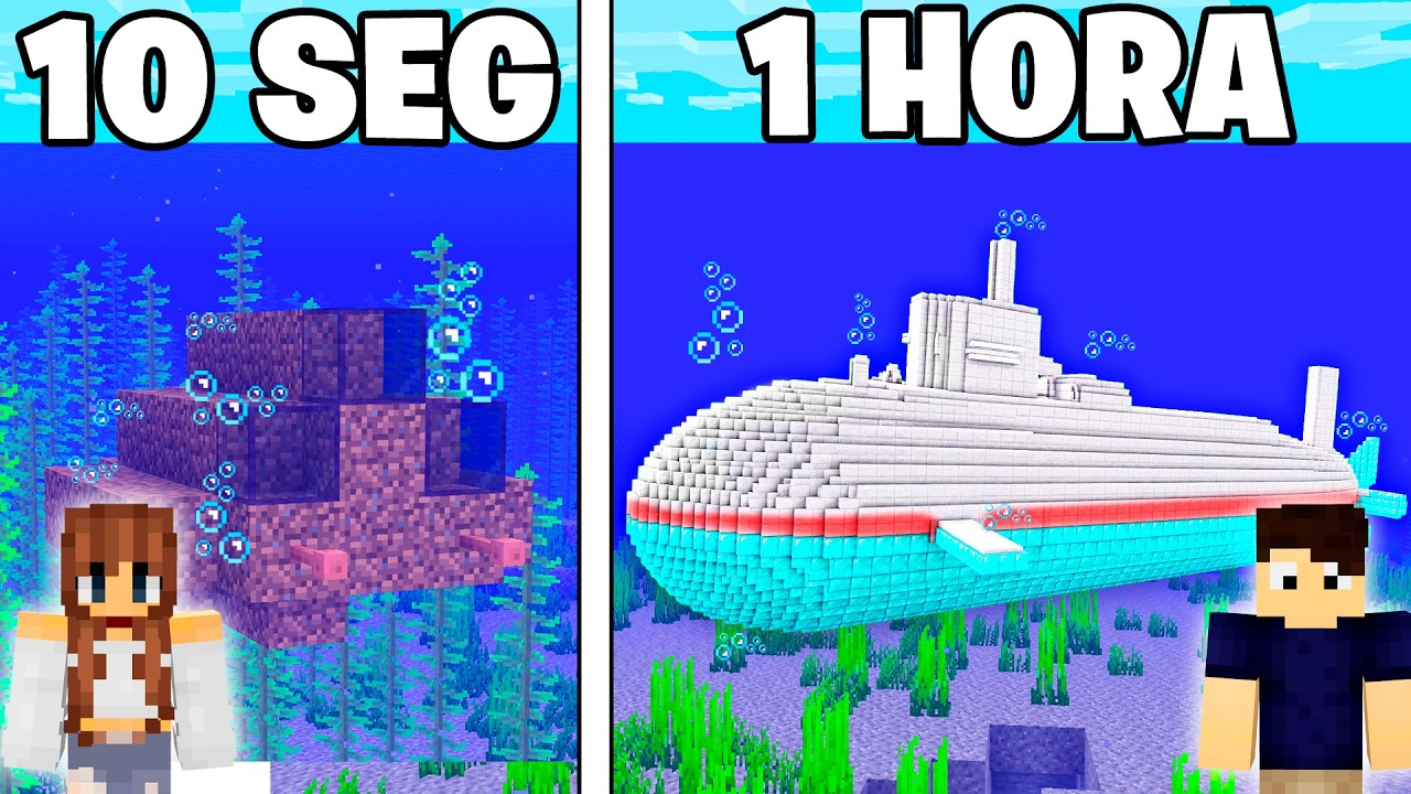 SUBMARINO DE 10 SEGUNDOS VS 1 HORA NO MINECRAFT!