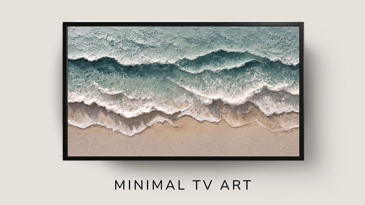 Coastal Waves – Modern Ocean Texture Frame TV Art | 4K