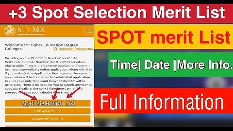 Spot Merit List Publish | Check +3 Spot Merit List | Spot Selection Merit List Publish | Check Spot