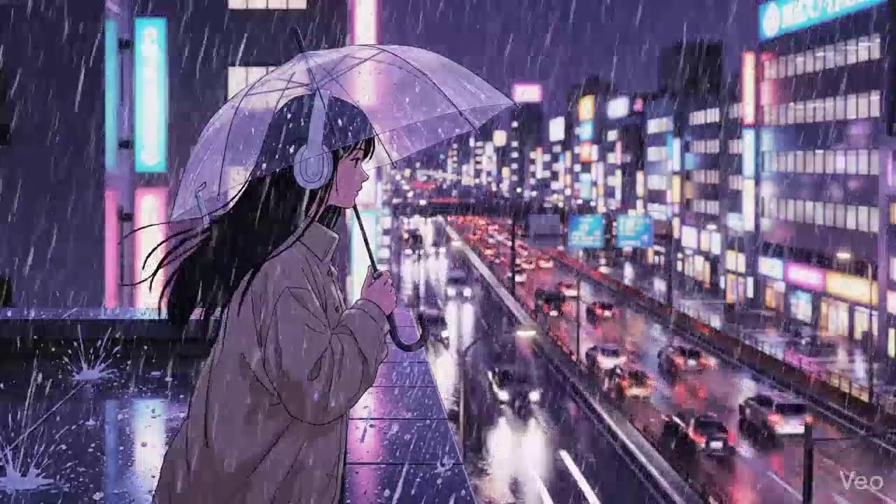 Japanese Neon City Rain 🌧️ Lofi Chillhop for Study & Focus