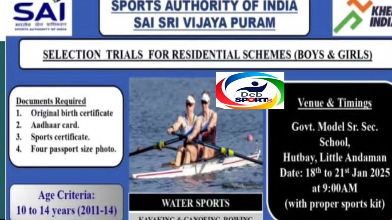 Sports Authority of India Andaman. Sports Trial 2025 in Water Sports ...