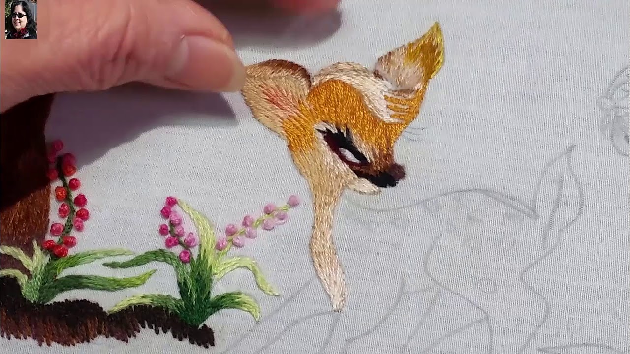 Young deer hand embroidery  youtube Young deer hand embroidery  youtube