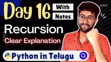 Day 16 : Recursion | Python Course in Telugu | Vamsi Bhavani