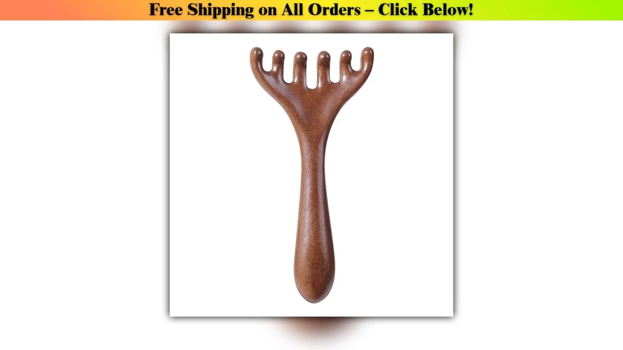 Natural Sandalwood Massage Comb Six-Claw Head Acupoint Massage Gua Sha Tool Neck Face Lifting