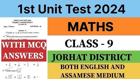 class 9 1st unit test question paper 2024 | General Maths | Jorhat District | seba