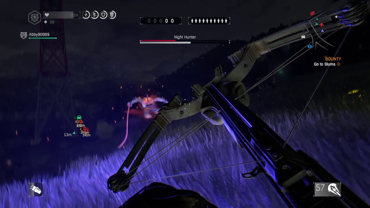 Dying Light Killing Night Hunter In Mid-air With Impact Bolt